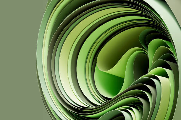 istock Sustainability concept with green color curved papers 2191857329