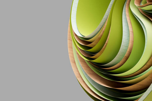 istock Sustainability concept with green color curved papers 2191857375