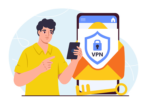 Vpn Using Man Ong Man With Vpn Young Guy With Mobile Application For Smartphone Virtual ...