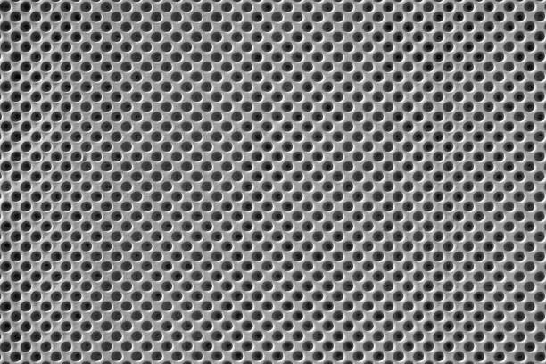 istock Gray concrete with hole pattern - close-up of a wall cladding 2191869689