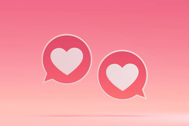 istock Valentine's Day concept, speech bubbles with heart shape on pink background 2191869942