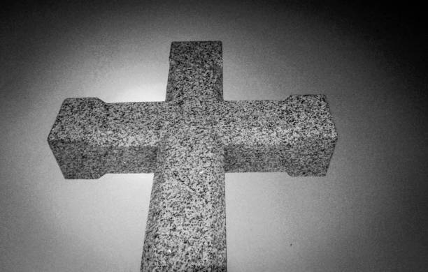 Galicia,Spain. Black and white picture from astone cross at Finisterre