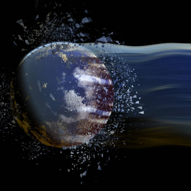 Shattering Earth globe 3d realistic illustration.3D illustration