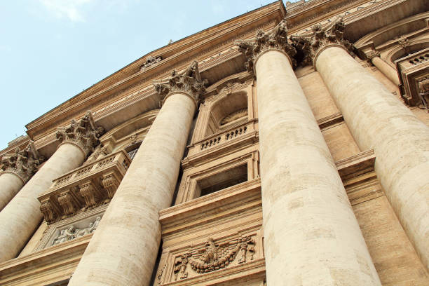 Rome, Italy - September 16 2022: St or Saint Peter's Basilica Close Details in Vatican