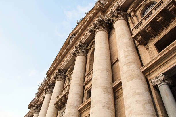 Rome, Italy - September 16 2022: St or Saint Peter's Basilica Column Details in Vatican