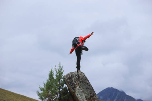 istock Hiking woman on high altitude mountain top 2191898385