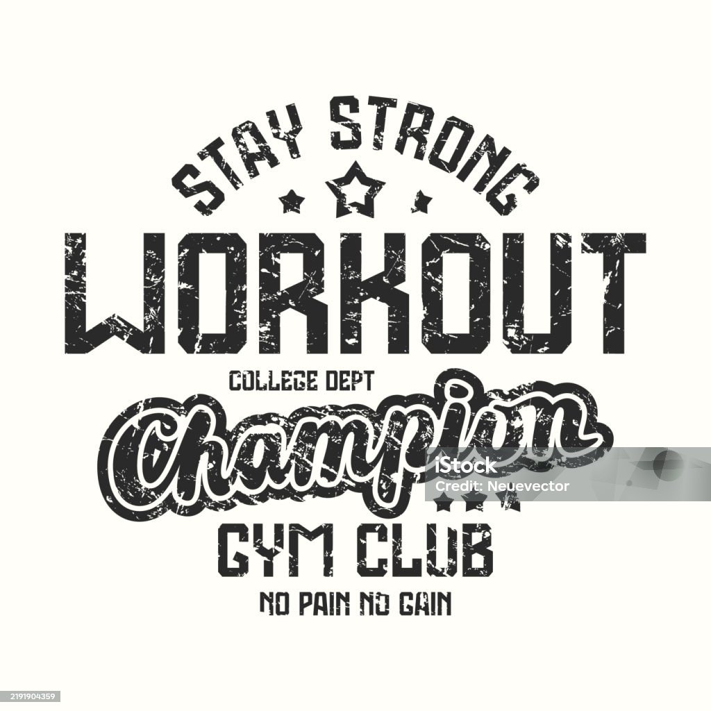 Aerobic Exercise Lettering Typographic Emblem For Workout Club With Lettering Stock Illustration ...