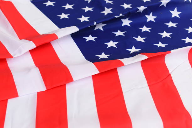 istock american wave flag texture background, USA 2191905037