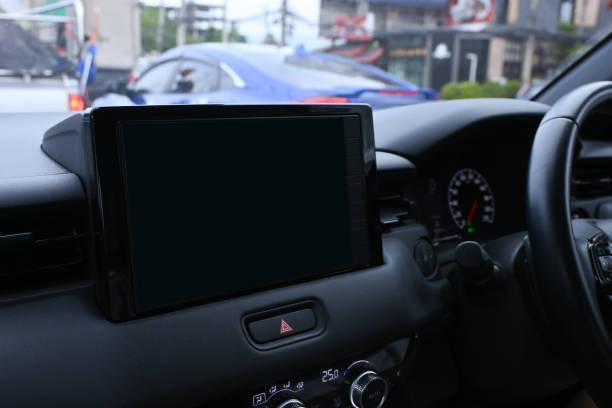 istock black screen in car, multimedia monitor design for transportation 2191908511