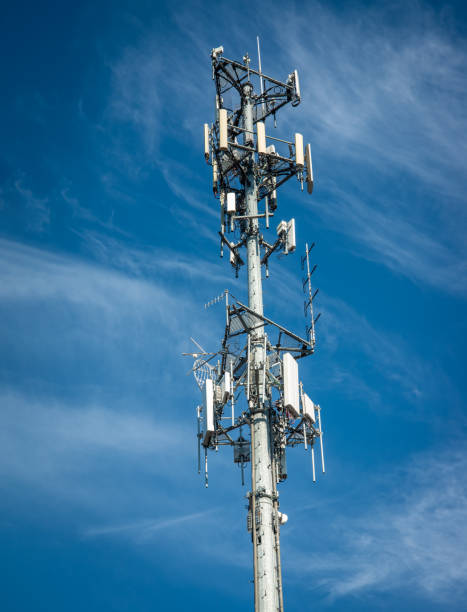 istock Cell Communicatios tower  and microwave units for scanning signals under blue summer sky 2191912592