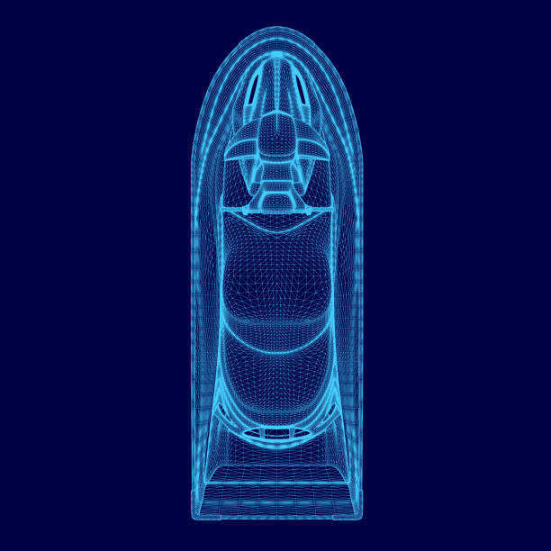 istock Blue drawing of a jet ski. The jet ski is shown in a blue outline 2191912743
