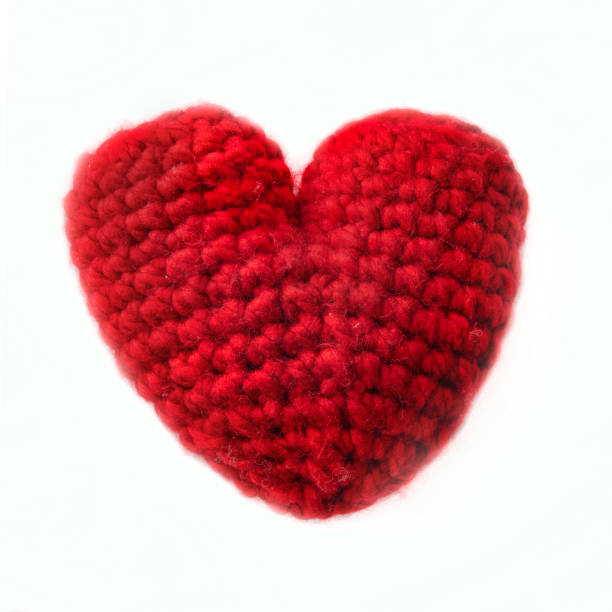 istock Beautiful red wool heart handmade isolated on white background 2191915658