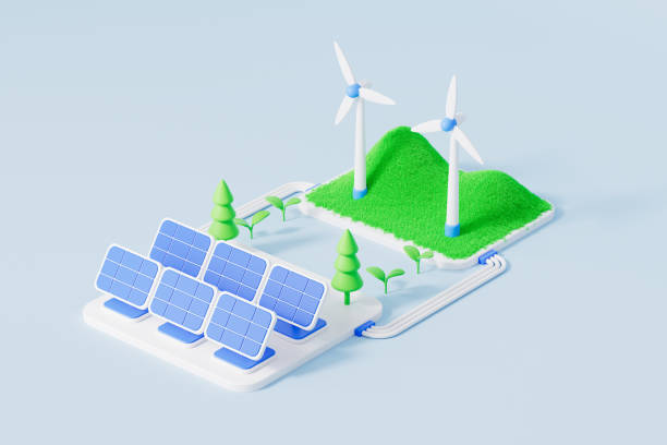 istock Industrial green new wind and solar energy,3d rendering 2191916365