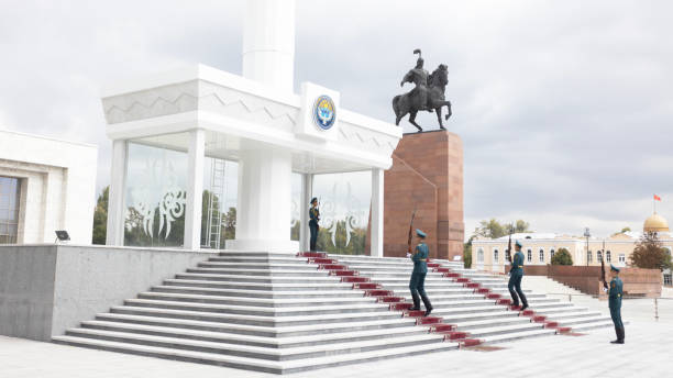 Moscow, Russia - July 26, 2025: Honor guard at the Tomb of the Unknown Soldier in the Alexander Garden by the Kremlin wall, Moscow, Russia. The site is a war memorial dedicated to Soviet soldiers who died during World War II.