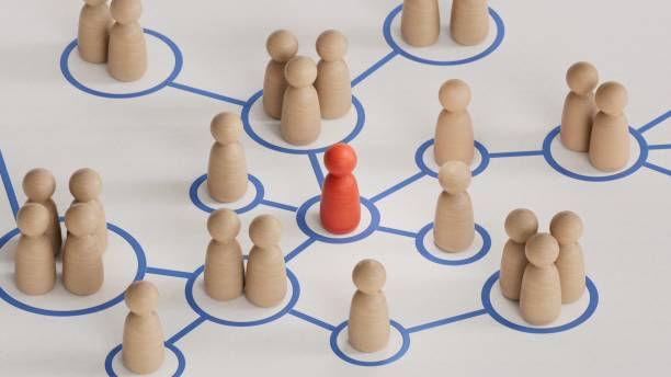 istock 3d illustration of a social network with people connected together. Modern design.3D rendering on white background. 2191922371