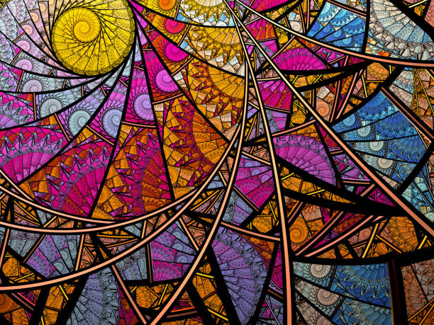 istock Stained glass abstract spiral fractal art background. 2191922563