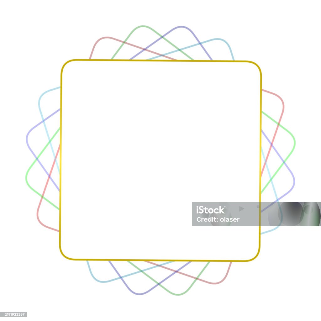 Colored Outlined Rounded Square Copy Space Golden Colored Rotating Outline Of Square Shape With Rounded ...