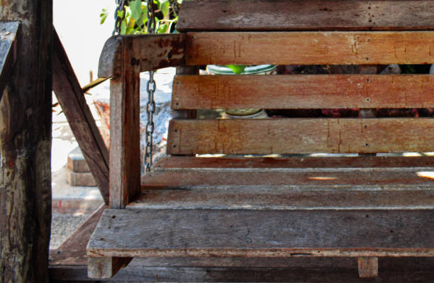 Asian wooden swing Country style design, very beautiful for decorating in the garden or wooden house.