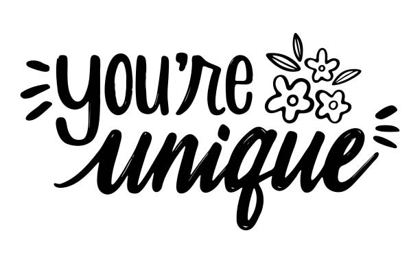 You're Unique. Motivational phrase lettering text. Modern brush calligraphy. Hand drawn modern calligraphy phrase, can be used for web, print design, posters and banners. youre beautiful quotes stock illustrations