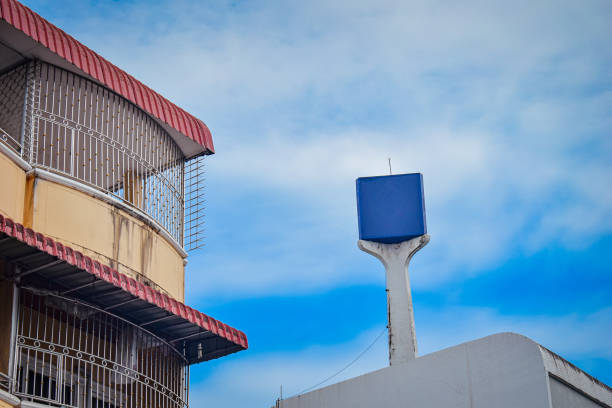 Water tower over cloudy sky in Sarasota, Florida