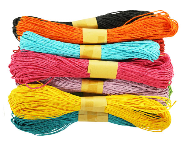 istock Colorful paper thread ropes for wrapping gift present package isolated on white background. Wrap gifts craft items concept 2191936102