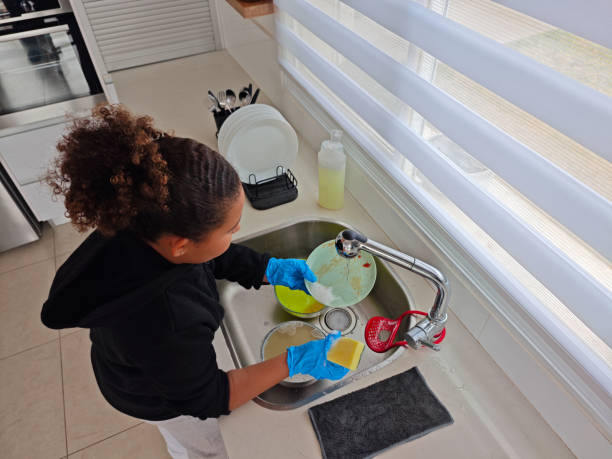 istock Top View of Dishwashing in Progress. 2191936974