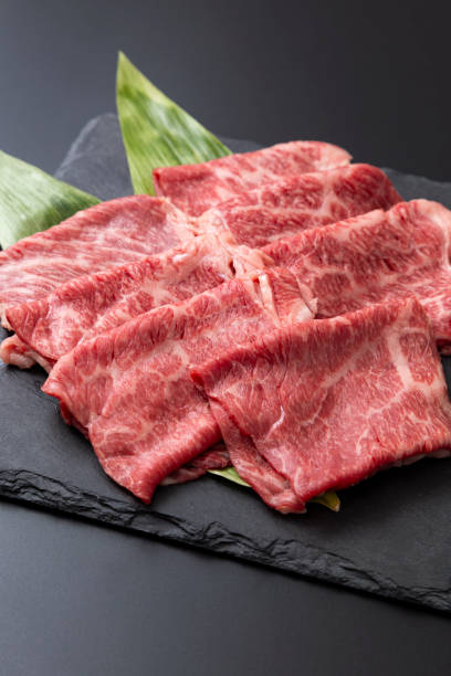 istock Beef shoulder loin for sukiyaki on a black background 2191951520