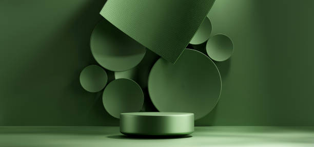 istock 3D rendering green platform podium product advertising presentation background 2191952331