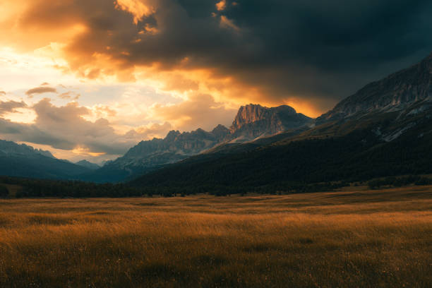 Sunset Over Majestic Mountain Ranges