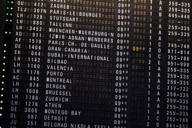 Frankfurt, Germany - December 23, 2024: Frankfurt airport departure board