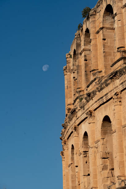 Sunrise view of El Jem amphitheatre in the suburb of Sousse, Tunisia