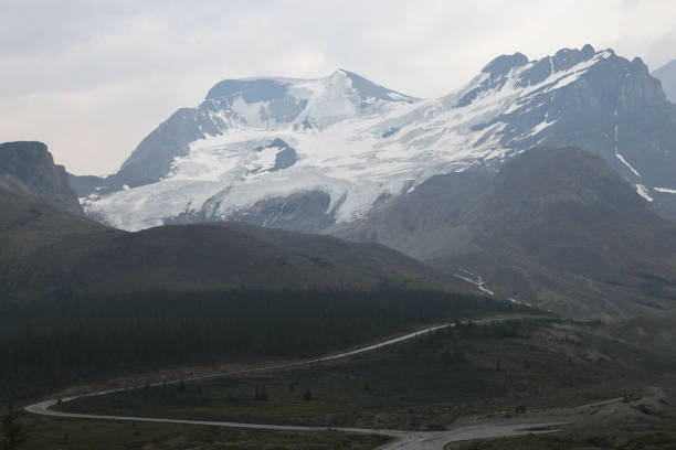 Columbia Glacier obscured by wildfire smoke, Alberta, Canada