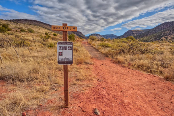Signpost for Bell Trail Arizona in Sedona, Arizona, United States