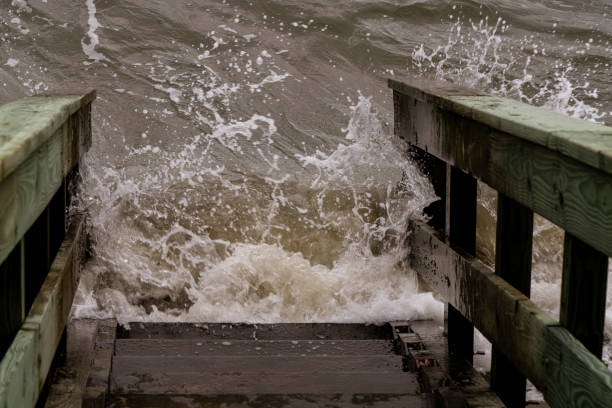 istock Tides coming in and covering the steps 2191988148