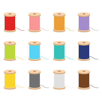 Colorful Sewing Thread Vector Illustration On White Background Stock ...