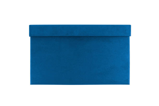 blue cardboard box with cover isolated on a white background