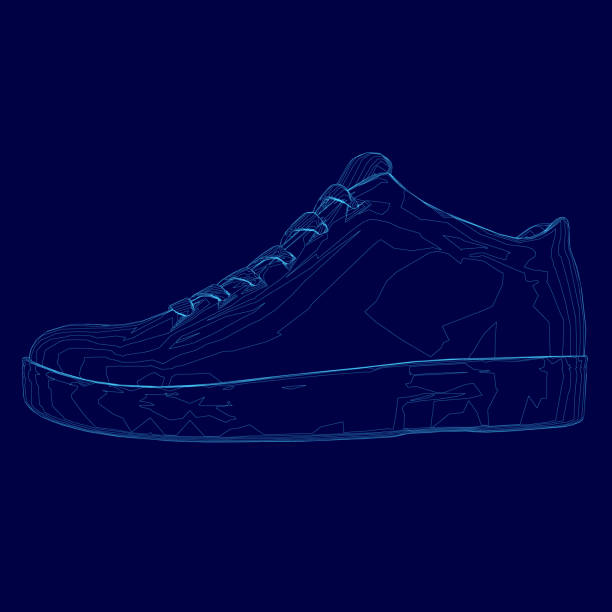 istock Shoe is shown in a blue color. The shoe is shown in a 3D form 2192002083
