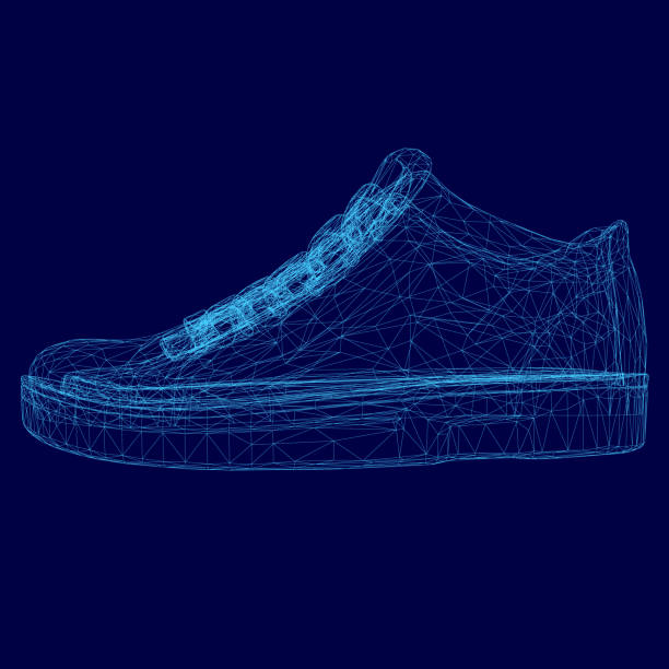 istock Shoe is shown in a blue color. The shoe is a sneaker and it is shown in a 3D form 2192002137