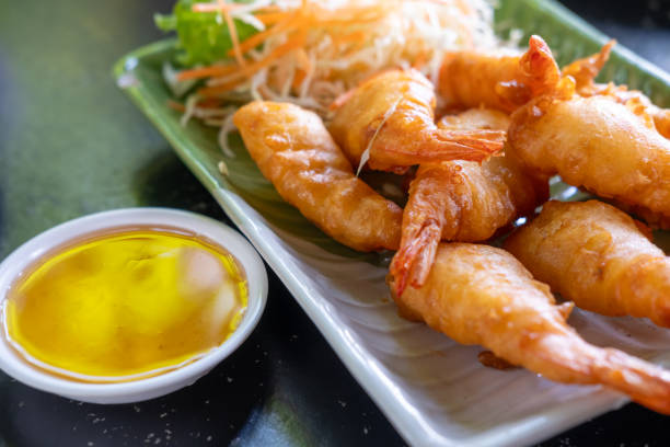 istock Fried shrimp on plate with sauce, served in a restaurant 2192002248