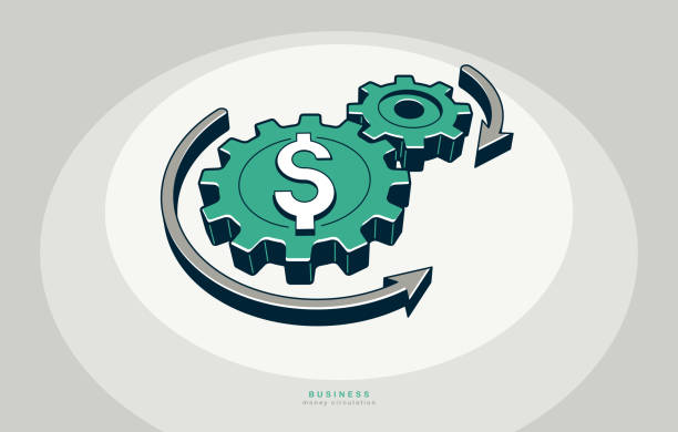 istock Business and money circulation concept poster, gears with dollar sign vector icon style illustration, economy and finance, economical system. 2192016632