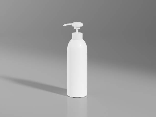 istock Slim Pump bottle mockup, cylindrical lotion dispenser bottle, front view of elegant plastic body wash packaging, lotion container, liquids dispenser, liquid soap and hair product bottle mockup 2192017246
