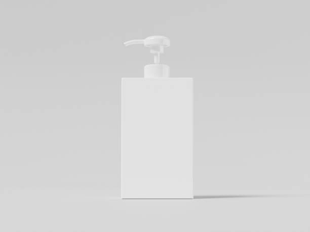 istock front view of square Pump bottle mockup, tall cubic shape liquid dispenser bottle, small geometry shape body wash packaging, white plastic lotion container, cosmetic dispenser, soap product bottle mockup 2192017395