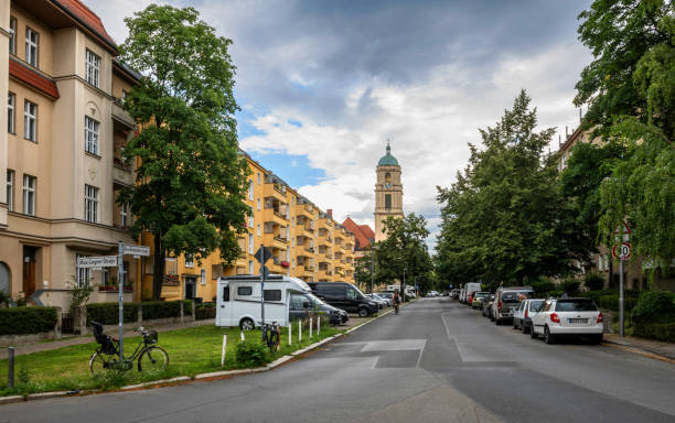 Berlin, Germany, July 6, 2024: View of the Evangelical Hope Church Congregation (German: Evangelische Hoffnungskirchengemeinde) in the Elsa-Brändström Street.