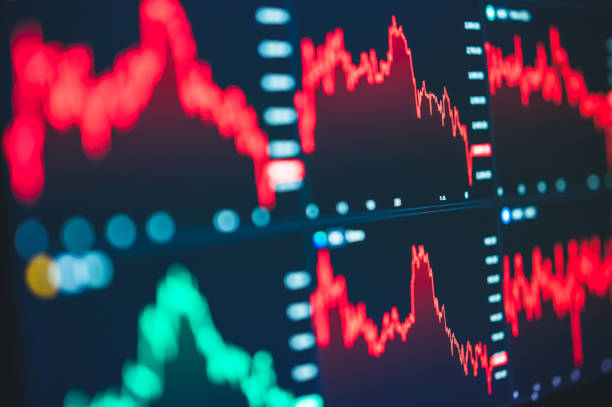Money flow positive in asia investment economic stockmarket growth in developed country showing stock chart down and in business and financial money market crisis concept stock photo