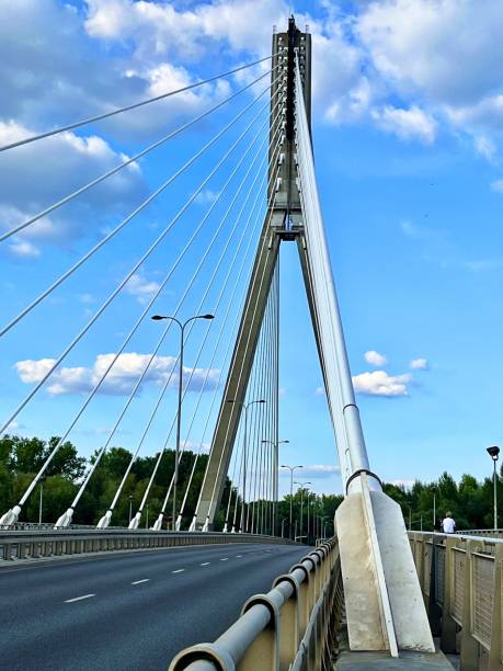 istock new modern cable-stayed bridge with wide two-lane roads over Vistula River with Warsaw skyline in the background 2192030052