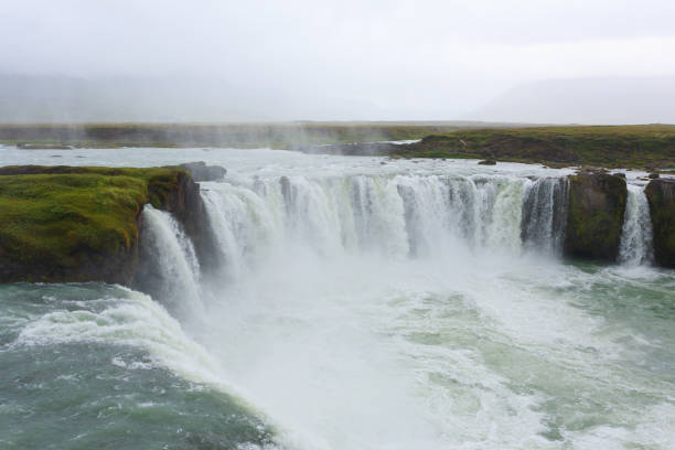 Godafoss falls in summer season view, Iceland. Icelandic landscape.
