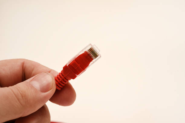 Lan cable with rj45 plug, isolated on white