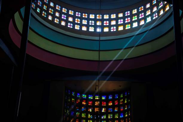 Modern architecture Christian interior blue translucent glass