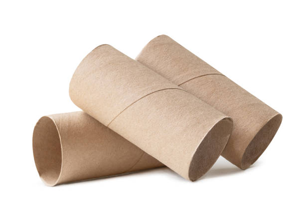 istock Three tissue paper cores or toilet paper tubes in stack isolated on white background with clipping path 2192035324