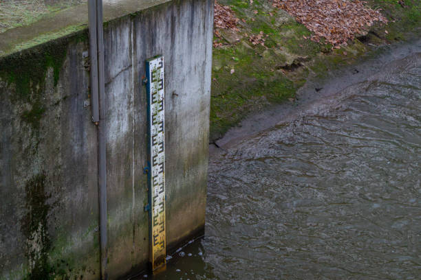 scale showing the water level on the river, hydrology.